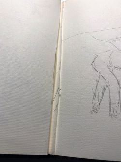 NY Central Beige Sketchbook [1], Drawings in this book c. 1985–91 (RLCR 3476). Graphite pencil marks on a stub where the artist removed a drawing (between pages 6 and 7)