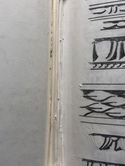 Small Black Sketchbook [2], Drawings in this book c. 1971, c. 1983 (RLCR 1998). Graphite pencil marks on a stub where the artist removed a drawing (between pages 1 and 2)