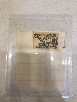 Jericho Compositions Notebook, Drawings in this book c. 1970–76 (RLCR 1923). Cut paper from page 12v