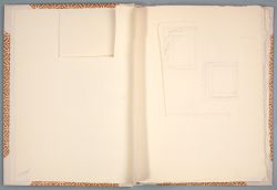 Piazzesi Romboli Sketchbook, Drawings in this book c. 1982–93 (RLCR 3181). Cutout measuring 7 1/8 x 6 inches matches RLCR 3085, Abstraction with Frame II (Study), dimensions by artist (page 2)