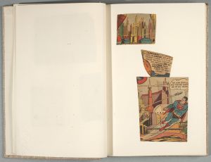 NY Central Beige Sketchbook [2], Drawings in this book c. 1987–96 (RLCR 3690). Comic clippings (page 5). Bottom images from: Hamilton, Edmond (writing), Curt Swan (pencil), George Klein (ink). "Superman in Kandoor." Superman 158 (January 1963).