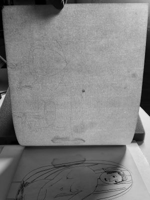 Isabel Lichtenstein's Sketchbook, Drawings in this book c. 1950–51 (RLCR 253). Laid paper structure