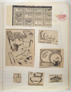 Rooms Compositions Notebook, Collage on back cover c. 1980s; drawing in book c. 1988–91 (RLCR 3083). Page 6