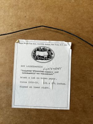 Storming the Castle, c. 1950 (RLCR 218). Angus Whyte Fine Arts label on backing