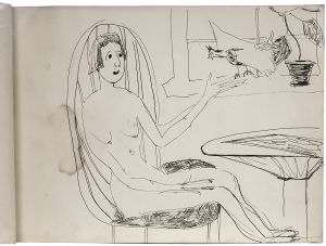 Isabel Lichtenstein's Sketchbook, Drawings in this book c. 1950–51 (RLCR 253). Drawing by Isabel Lichtenstein (page 4)