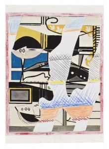 Reflection (Cutout), c. 1990 (RLCR 3602.26). RLCR 3926, Reflections on "Painter and Model" (Study), rotated to highlight collaged elements cut from this page