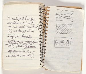 Mead Memo Book, Drawing in this book c. 1991–94 (RLCR 4097). Page 40v and page 41r (RLCR 4097.2)
