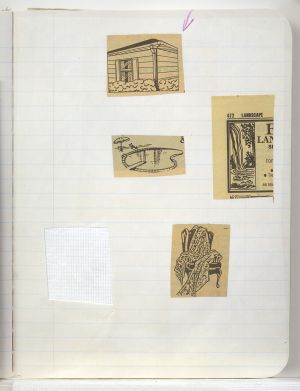 Interior with Bonsai Tree (Study), 1991 (RLCR 4023). Page 3 of RLCR 4096, Interiors Compositions Notebook, from which the drawing (right sheet) originates.