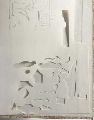 Female Figure, Amerind Composition (Studies) and Profile (Cutout), c. 1978 (RLCR 2683.10). Detail