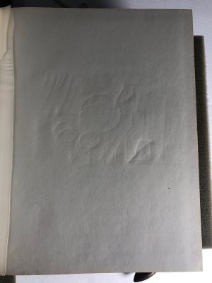 Fragmented Painting of Lemons and a Melon on a Table (Study), 1973 (RLCR 2169). Raking light detail of linear depressions on page 3 of  RLCR 1508, Black Sketchbook [2]