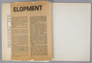 Compositions Sketchbook, Drawings in this book c. 1967, c. 1989 (RLCR 1511). Loose magazine (?) page between pages 11 and 12, recto