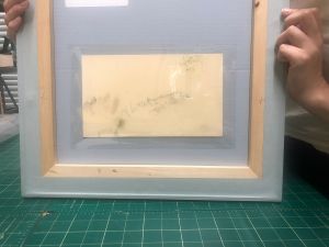 Figure, c. 1948 (RLCR 100). Mat board signed by the artist in 1982; later detached from artwork and affixed to the back of the frame