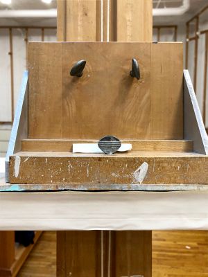 Revolving Easel, 1970–1980s (RLCR 1924). Carbon steel hardware on Padula easel