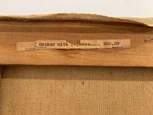 Indian Mother and Child, c. 1951 (RLCR 291). Label on stretcher