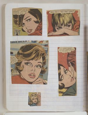 Semester Composition Notebook, Transfer drawing in this book c. 1977 (RLCR 2655). Page 1v