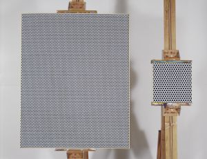 Painting with Detail (Black), 1987 (RLCR 3667). On easels at the artist's studio