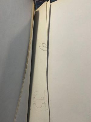 Black Sketchbook [1], Drawings in this book c. 1964–68 (RLCR 1205). Sketches for Modern Painting works partially remaining on a stub where the artist removed a drawing (between pages 4 and 5)