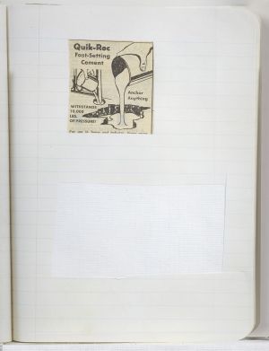 Interiors Compositions Notebook, Drawings in this book c. 1991–94 (RLCR 4096). Page 42r. Cutout measuring 2 11/16 x 5 inches matches RLCR 4023, Interior with Bonsai Tree (Study) (left sheet).