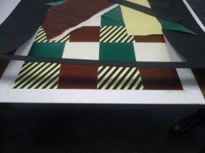 Vorwerk Dialog Art Collection (Design 30/0764) (Study), c. 1987 (RLCR 3680). Top edge of artwork visible beneath mat, which could not be fully lifted