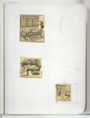 Artwork: Interior and Interior with Mirrored Closet (Studies), c. 1991 (RLCR 4096.6)  REF NB1: Page 37