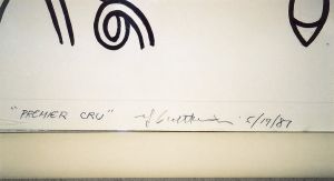 Taittinger 1985 Champagne Bottle Label (Study), 1987 (RLCR 3675). Detail of inscription along right edge