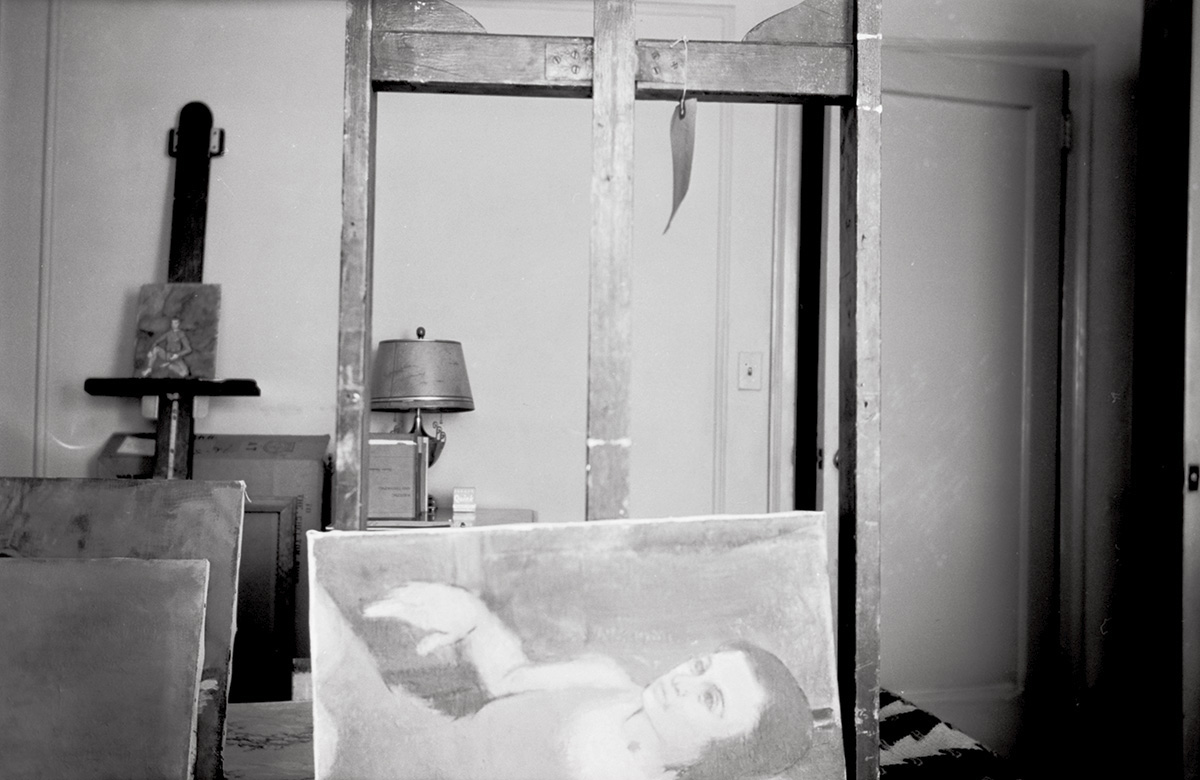 From RLF Archives: The artist's bedroom in Columbus, Ohio, with RLCR 10 in the background, undated photograph, likely by Lichtenstein Photo: Photographer unknown, courtesy RLF Archives