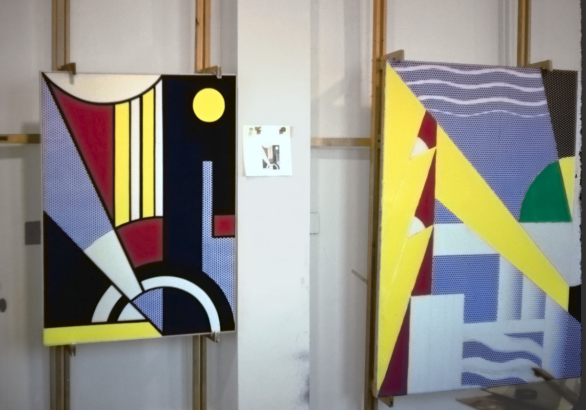From Other Archives and Repositories: Painting installed next to RLCR 1395 at the artist's Bowery studio, c. June 1967  Photo: Leta Ramos, courtesy Ramos Family Foundation Archives; Artwork © Estate of Roy Lichtenstein