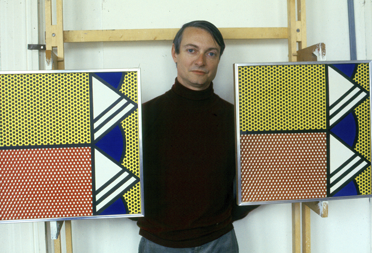 From RLF Archives: This photograph from the late 1960s, taken at the artist's Bowery studio, shows two identical versions of this painting, RLCR 1352. Only the present work has been located. The other was likely destroyed by the artist. Photo: Bernard Gotfryd, courtesy RLF Archives