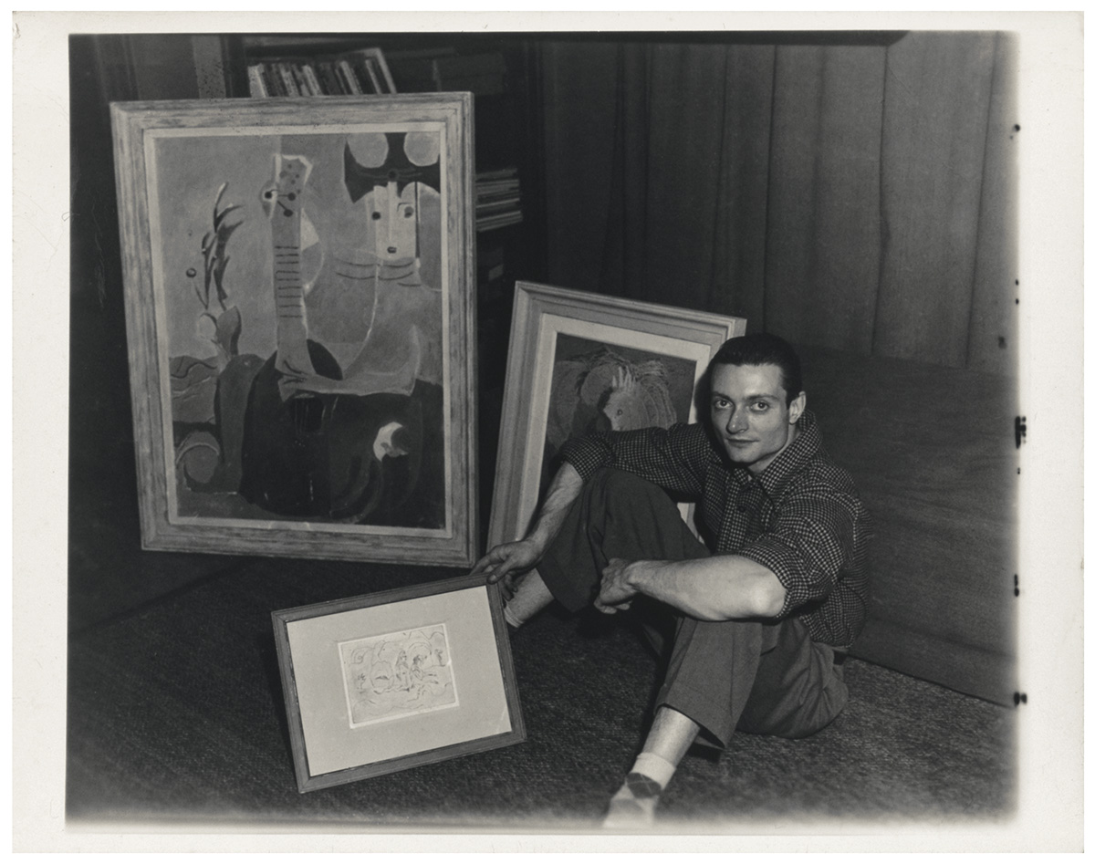 From RLF Archives: The artist at his home in Columbus, Ohio, c. 1950, with RLCR 149 (this work), RLCR 175 and RLCR 224 Photo: Photographer unknown, courtesy RLF Archives