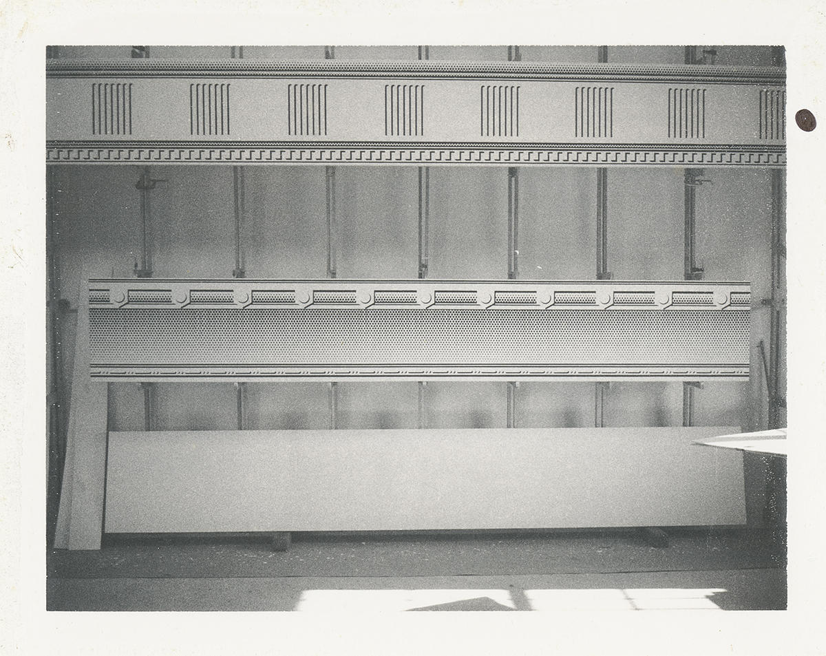 From RLF Archives: RL Studio Photograph of Entablature #1 with Bull Head (Study) on versoPhoto: Courtesy RLF Archives
