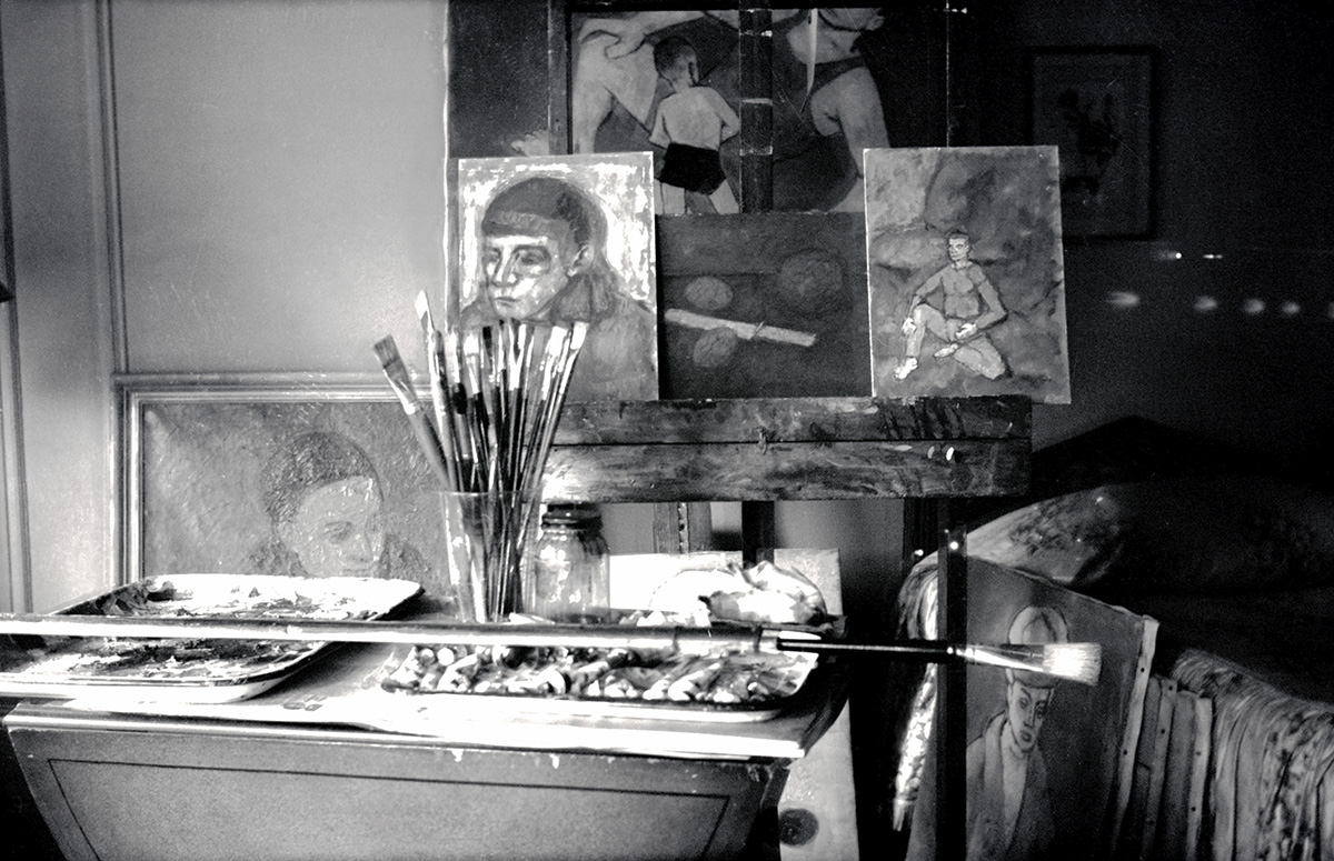 From RLF Archives: The artist's work space in his bedroom in Columbus, Ohio Photo: Photographer unknown, courtesy RLF Archives