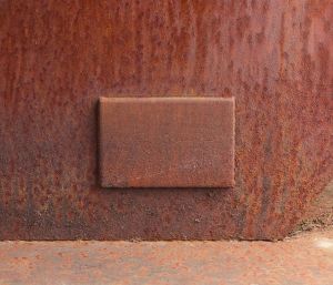 Untitled Sculpture, Artist date designation: 1979/2003 (0000 / Francis Archive SFSC-2). Detail of signature plaque on sculpture