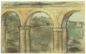 Acueducto de Tarragona, c.1948 (1948.32). Related drawing, Acueducto de Tarragona, 1909, pencil and pastel on paper, 11 x 17.1 cm