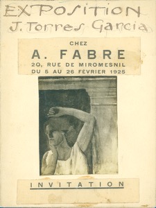 Unknown, c.1926 (1926.08). Artist's design for the invitation for his 1926 Galerie Fabre exhibition.