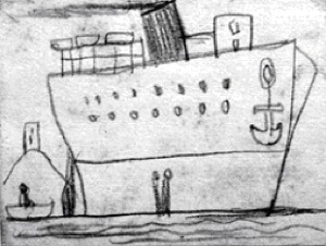 Bateau rouge el noir, 1927 (1927.11). Related drawing