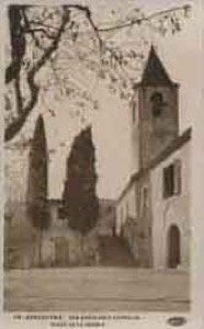 Casas y pinos, 1948 (1948.11). Esgl&eacute;sia de Sant Gen&iacute;s dels Agudells.