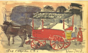 Ice Cream, 1948 (1948.13). Preparatory watercolor from a sketchbook that the artist originally started in 1915.  Watercolor on paper (10 x 15 cm).